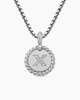 Initial Charm in Sterling Silver with Diamond X